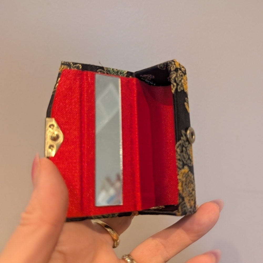 Elegant Black and Red Lipstick Case With Mirror